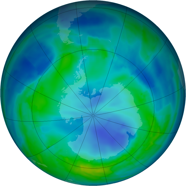 Antarctic ozone map for 03 May 2009